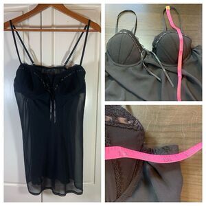 Coquette Sheer Lace‎ Babydoll Sexy Lingerie Dress Womens XL Black Padded Apt 9